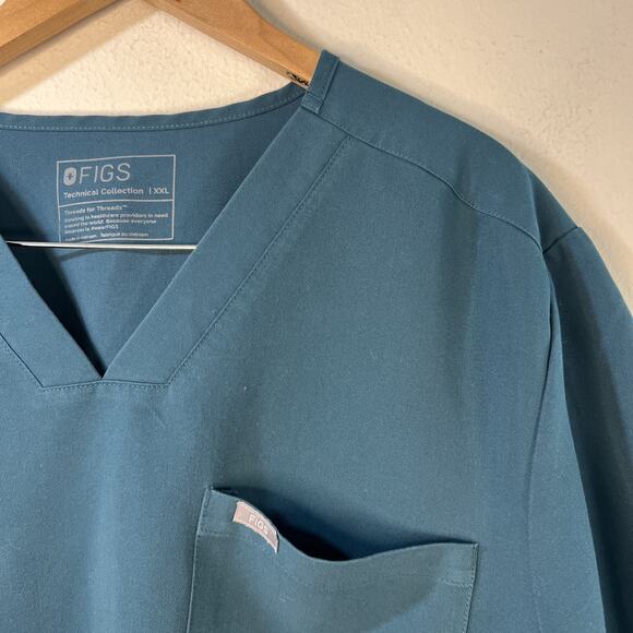 Figs Men’s Chisec 3 Pocket Top XXL Teal #TM3000 Scrubs Limited A1 - Picture 5 of 10
